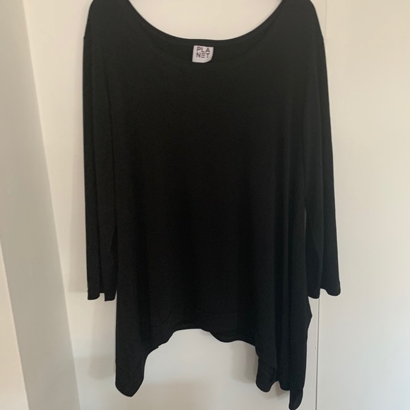 PLANET by Lauren G Black Asymmetric Jersey Tunic - Picture 12 of 14